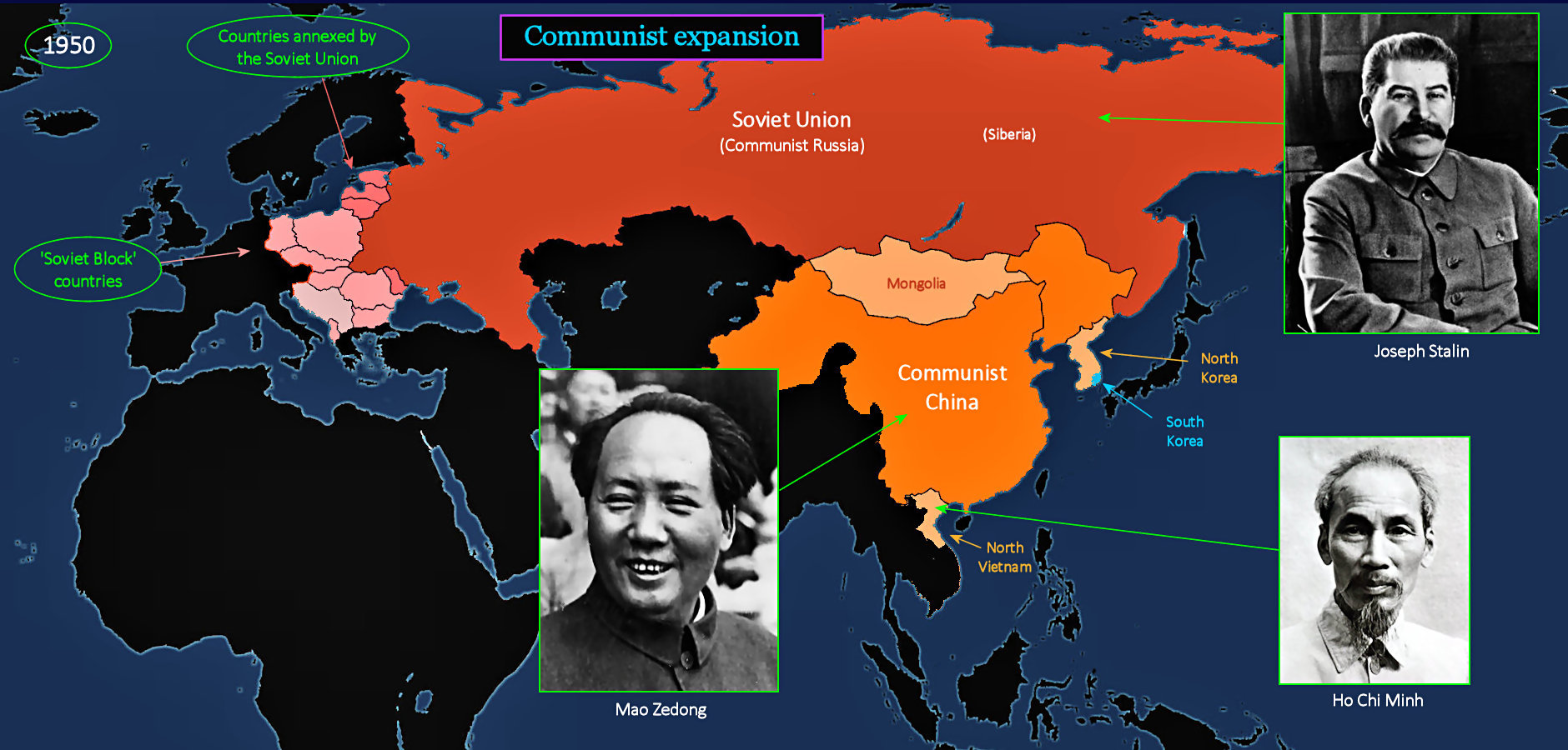 Communism spreading, 1950 map